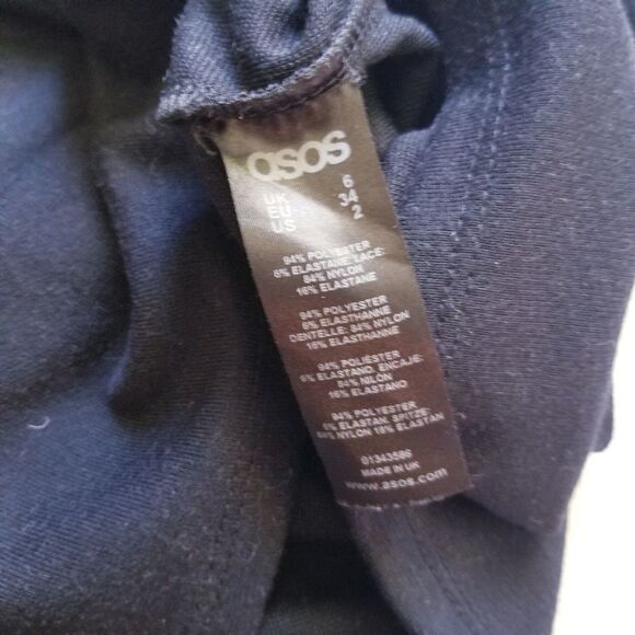 ASOS little black dress lace plunging back neck 2 - Picture 4 of 11